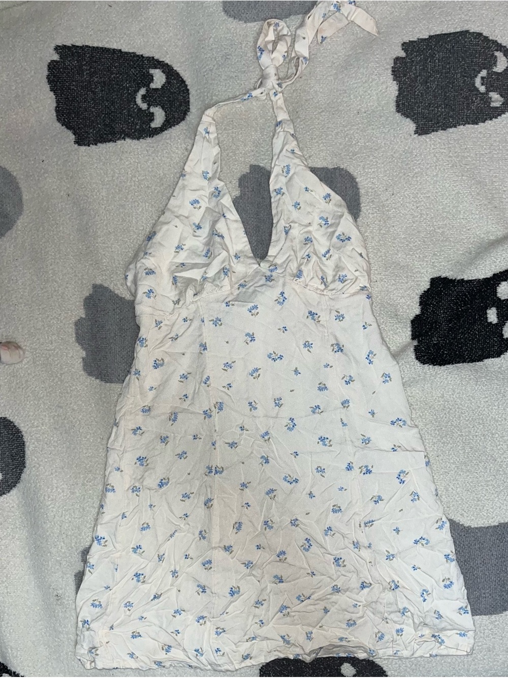 Cotton On Cream Mini Skirt with Light Blue Speckle